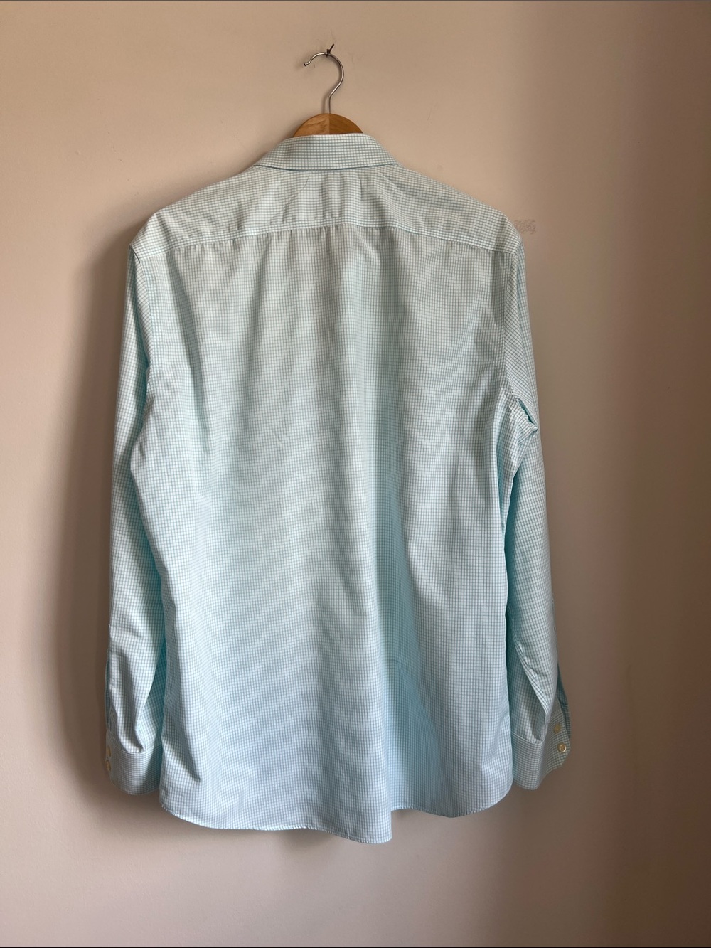 Banana Republic Non-Iron Slim Fit Aqua Graph Check Shirt - Size Large Cotton - Picture 5 of 9